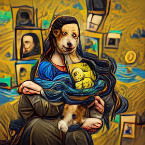 Η Mona Lisa με ένα σκύλο στο στυλ του Van Gogh