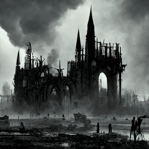 Post apocalyptic σκηνή horror σε στυλ noir